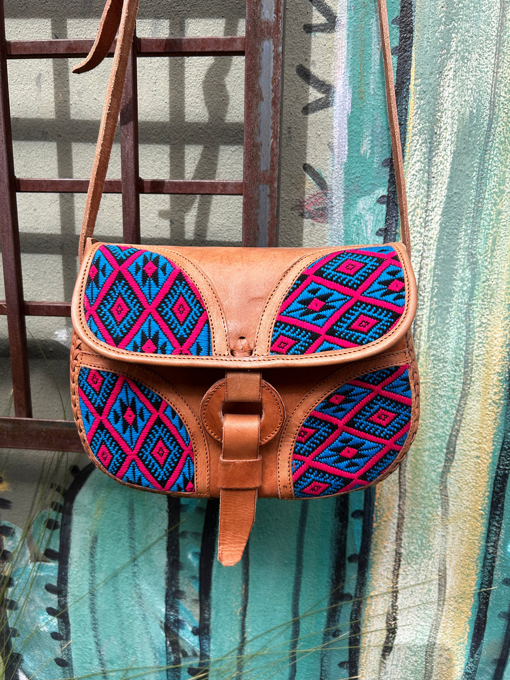 Leather Embroidered Tambor Bag