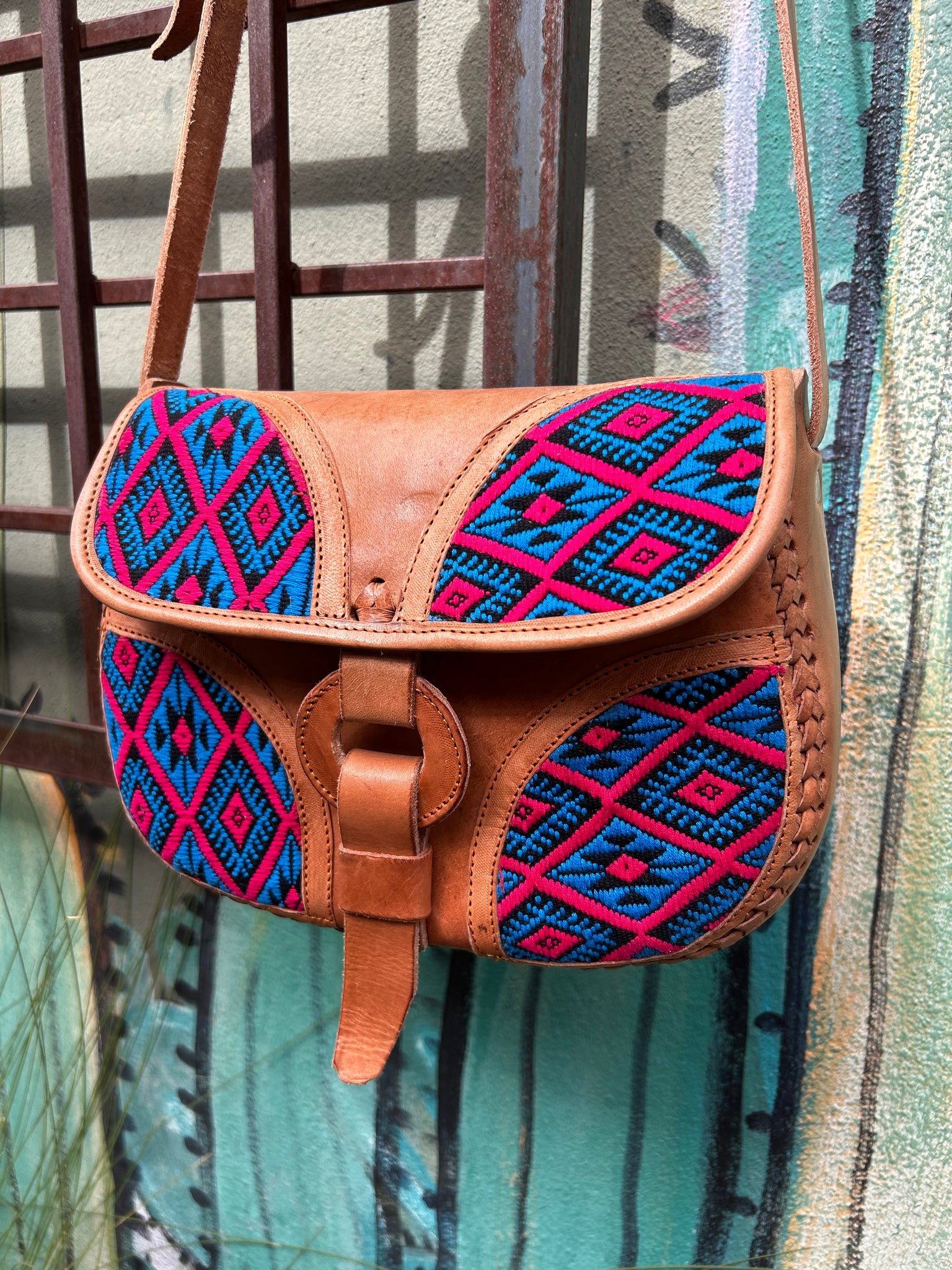 Leather Embroidered Tambor Bag