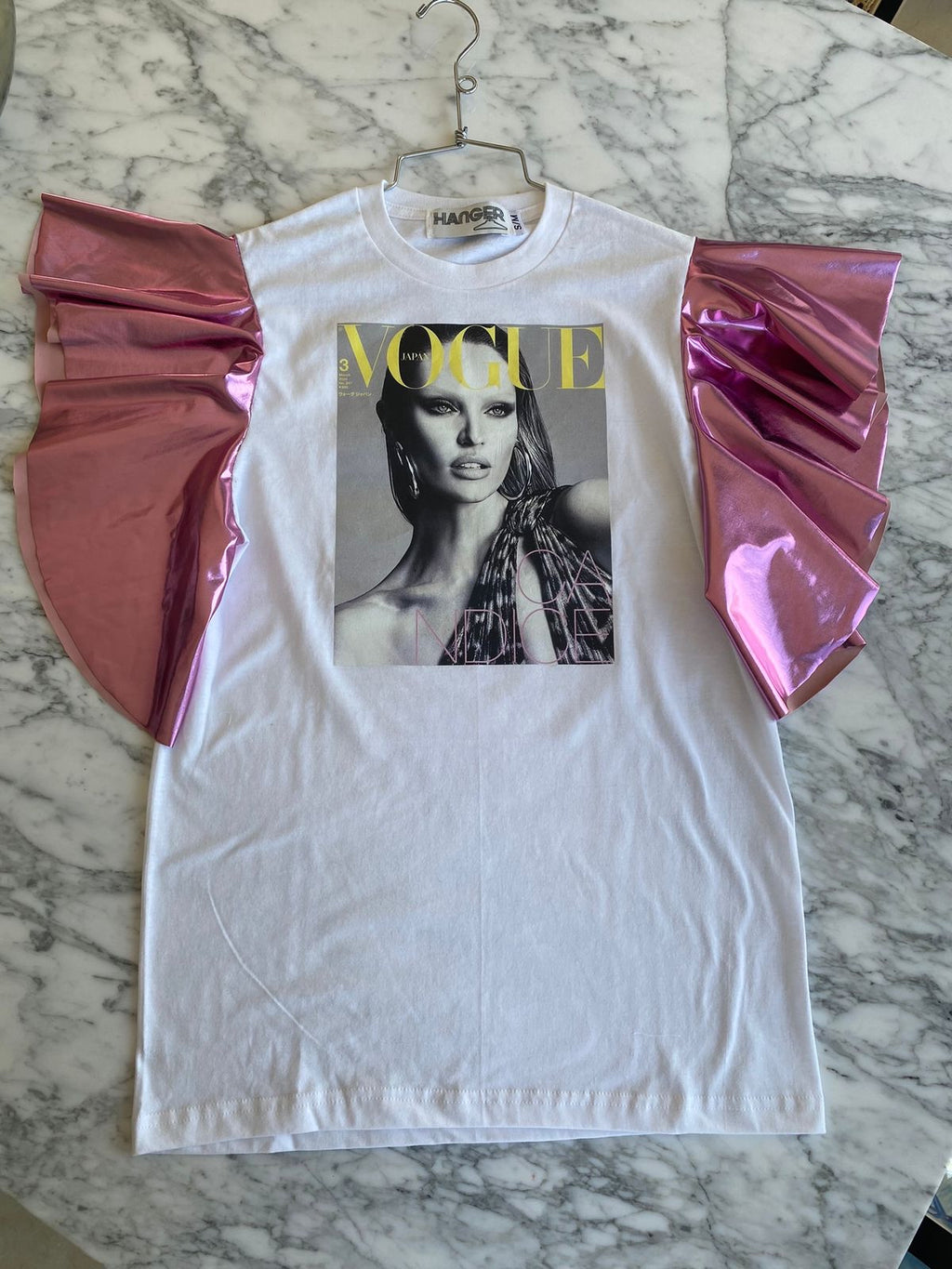 Vogue Metallic Pink Sleeves Tee