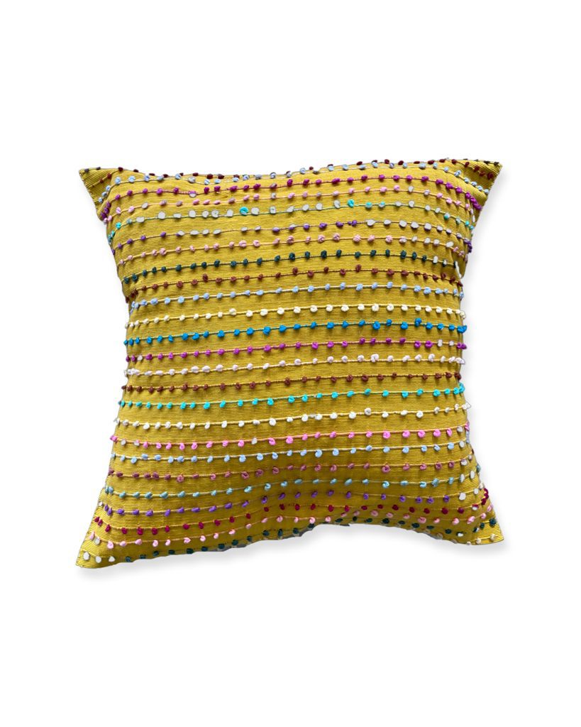 Yellow Embroidered Pillow