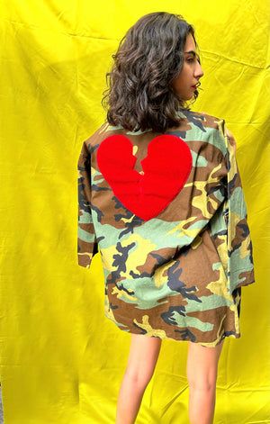 Vintage Heart Patch Army Jacket