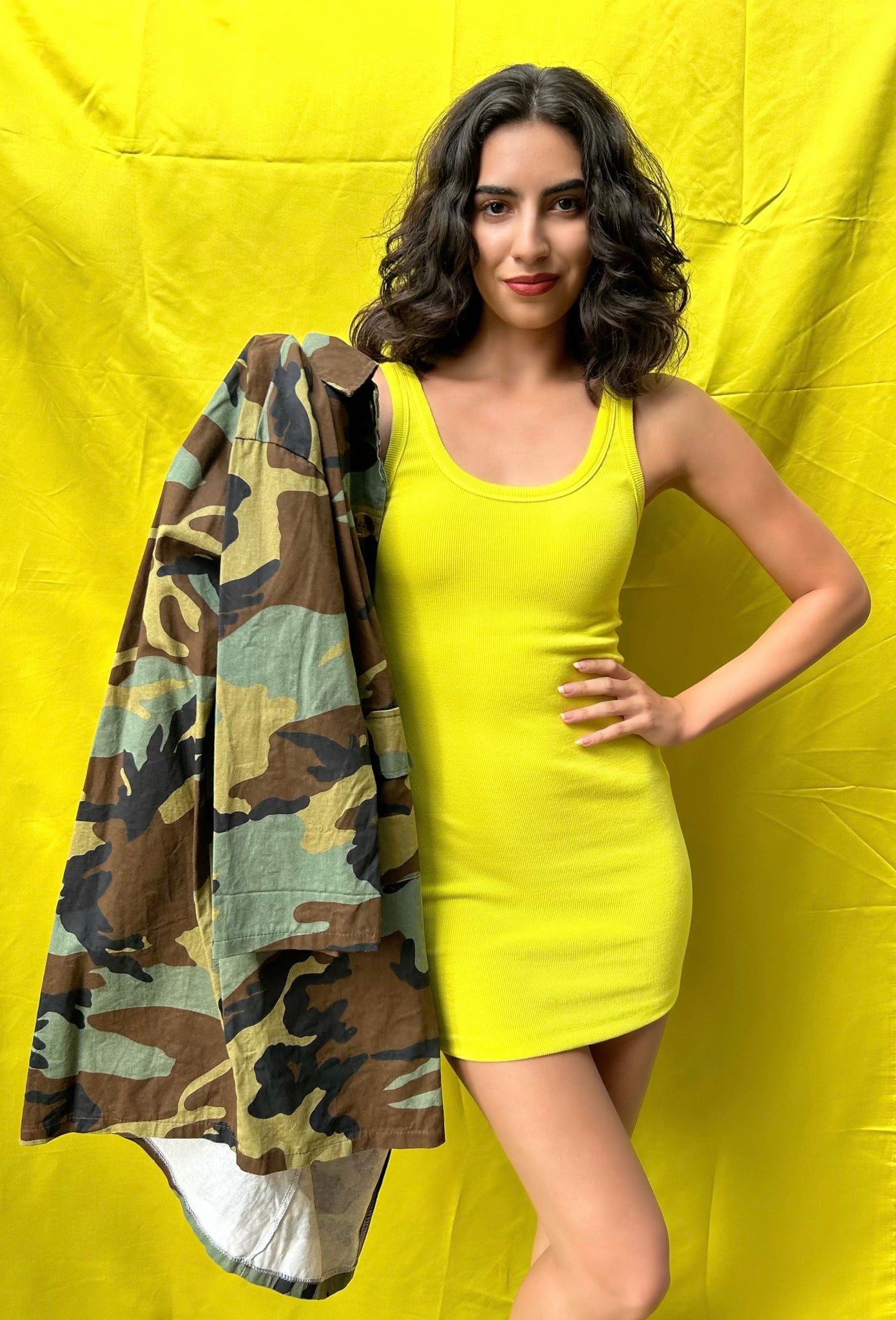 Lime Yellow Basic Tank Dress