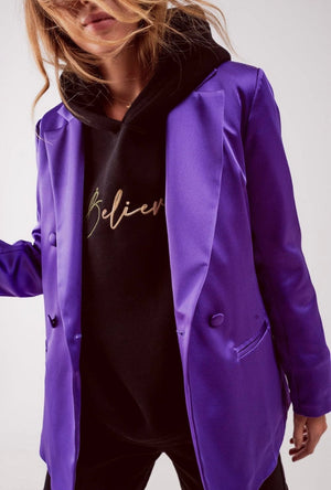 Satin Tailored Purple Blazer