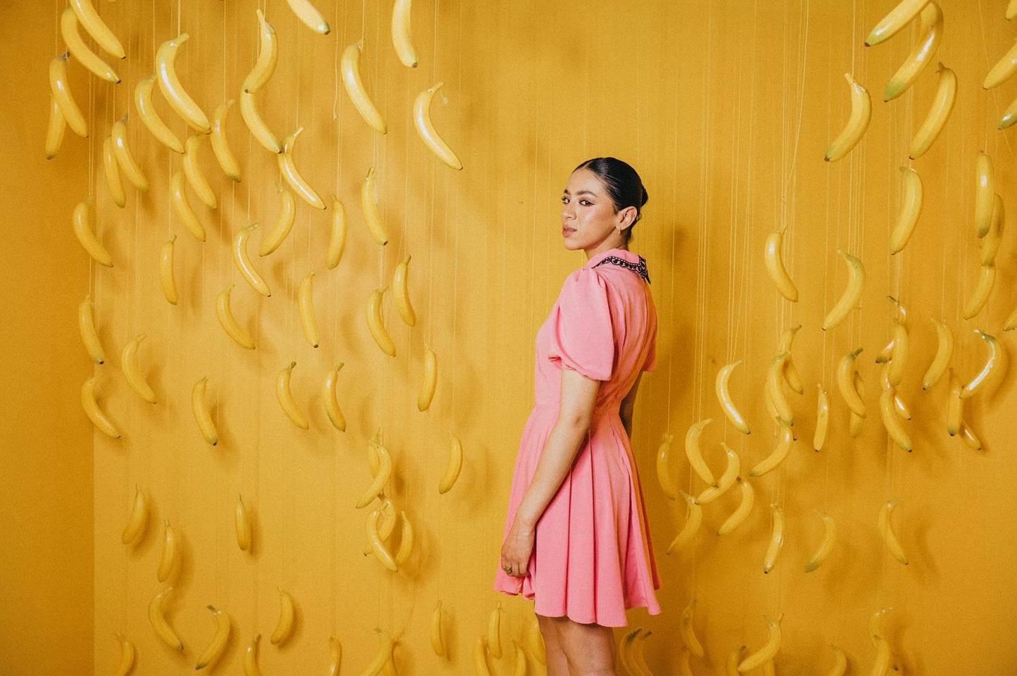 Pink Crochet Collar Dress