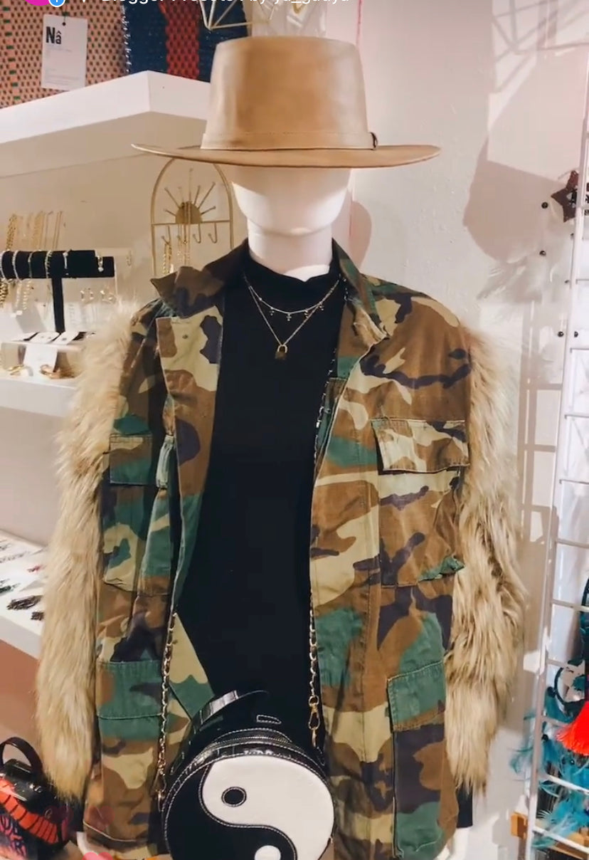 Military Jacket Furry Sleeves