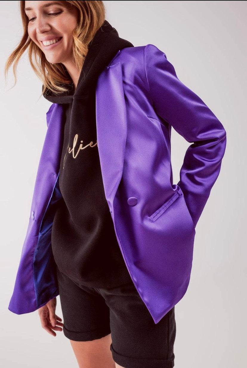 Satin Tailored Purple Blazer